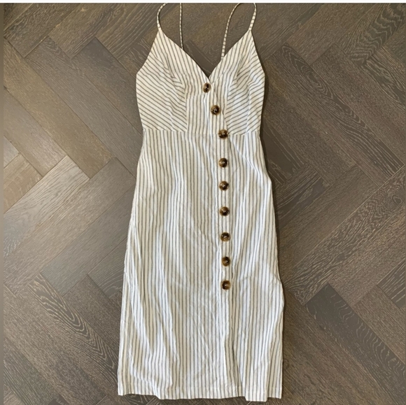 BRAND NEW Mint Limit Button Down Midi Dress in Stripe - Picture 3 of 8